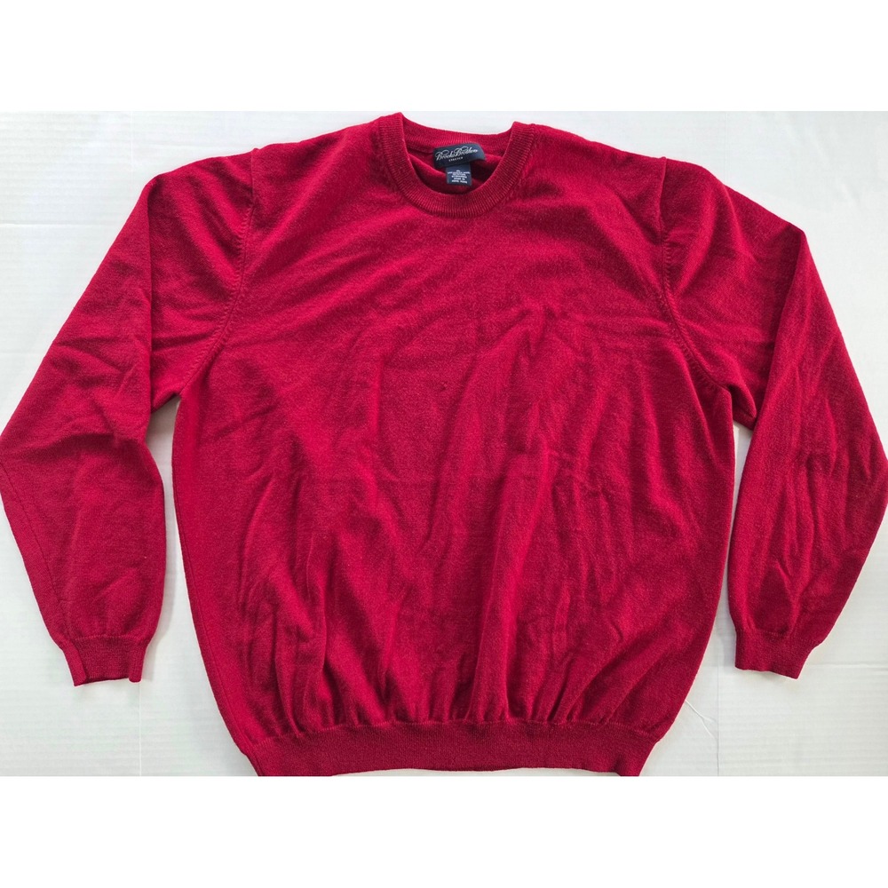 Brooks Brothers Sweater Mens XL Red Merino Wool Blend Stretch Crewneck Knit